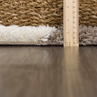 Rug with a ruler showing measurements on a wooden floor