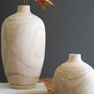 Carved Bulb Wooden Vases