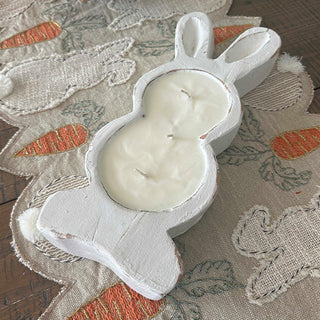 White Washed Bunny Bowl Easter Candle
