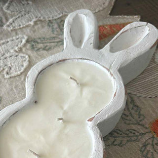 White Washed Bunny Bowl Easter Candle