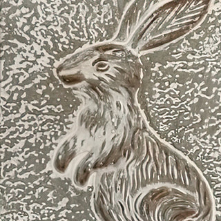 Curious Bunny Textured Metal Sign with Wood Frame