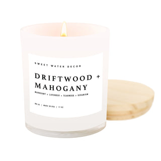 Driftwood and Mahogany Soy Candle, White Jar
