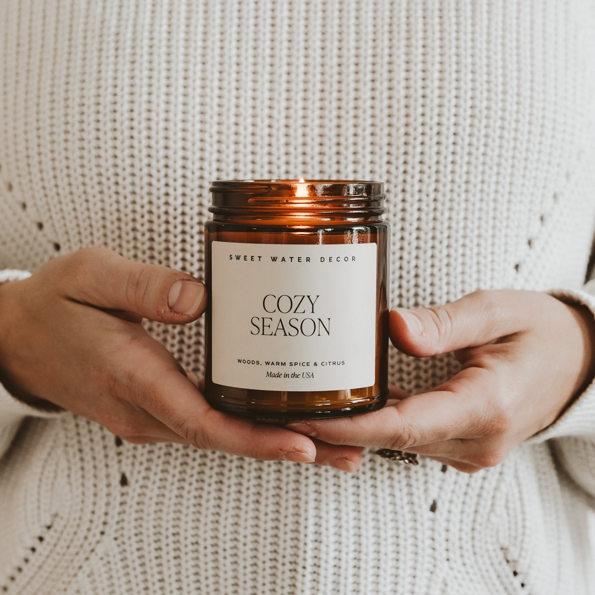 Cozy Season Soy Candle Amber Jar 9 oz Decor Steals