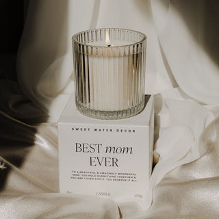 Best Mom Ever Soy Candle - Ribbed Glass Jar with Box - 11 oz