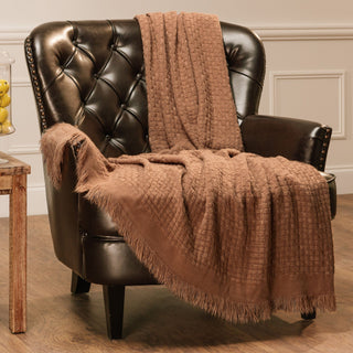 Waffle Fringe Throw Blanket