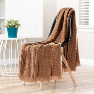 Waffle Fringe Throw Blanket
