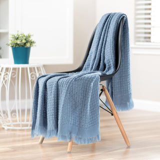 Waffle Fringe Throw Blanket