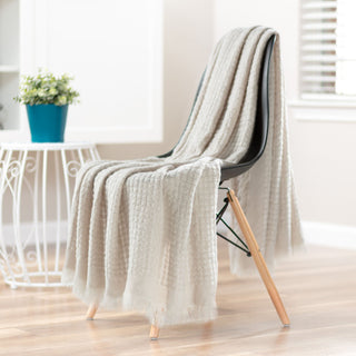 Waffle Fringe Throw Blanket