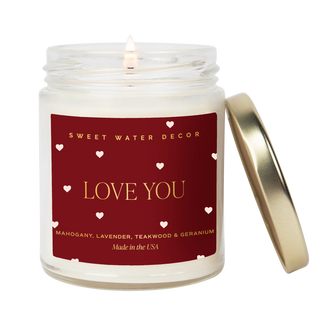Love You Soy Candle - Clear Jar - 9 oz