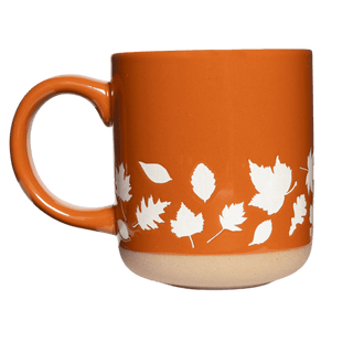 Fall Leaves 14oz. Orange Stoneware Coffee Mug