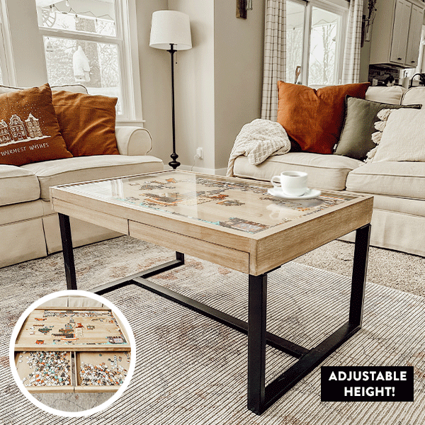 Coffee Puzzle Table With Drawers - Decor Steals
