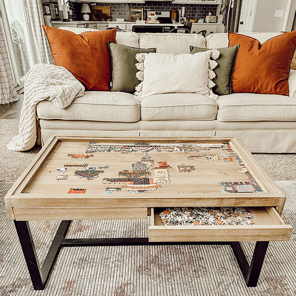 Coffee Puzzle Table With Drawers - Decor Steals