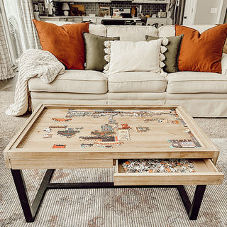 Coffee Puzzle Table With Drawers - Decor Steals