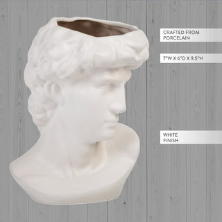 Porcelain bust vase with white finish