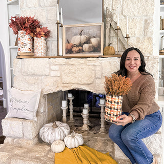 Tall Floral Patterned Metal Buckets, Set of 3
