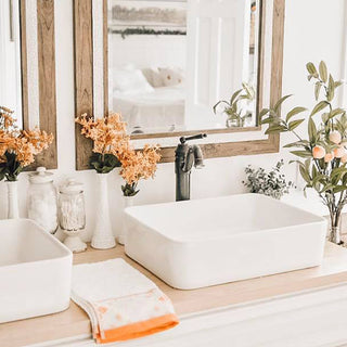 Farmhouse bathroom vanity decor glass jars