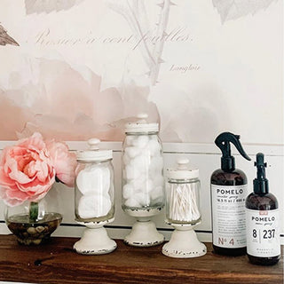 Decorative glass jars for cotton storage