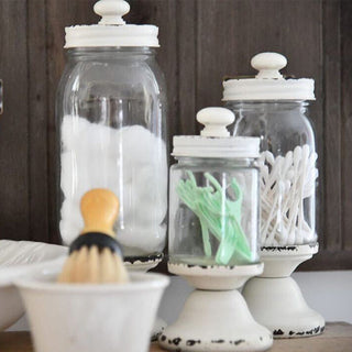 Farmhouse bathroom countertop storage jars set