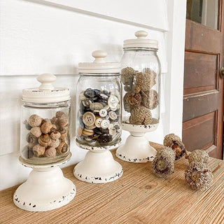 Distressed Glass Apothecary Canisters, Set of 3