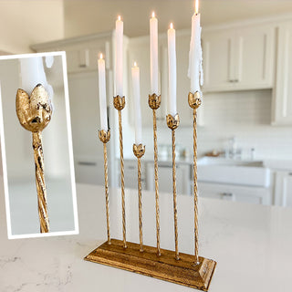 20 Inch Flower Shaped Gold Candle Holder