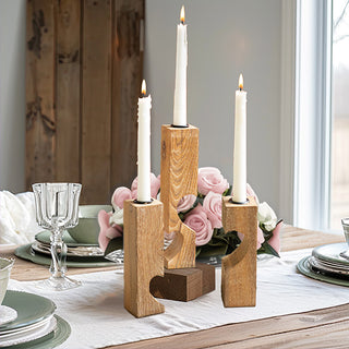 Reclaimed Wood Heart Triple Candle Holder
