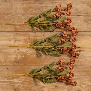 Wild Flower with Heather and Fern Bush, Set of 3