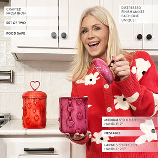 Food Safe Heart Metal Containers, Set of Two