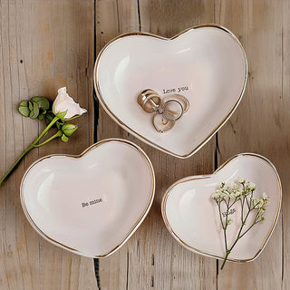 Valentines Day Heart Trinket Dishes, Set of 3