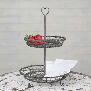 Wire Heart Two-Tier Serving Stand