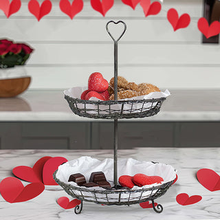 Wire Heart Two-Tier Serving Stand