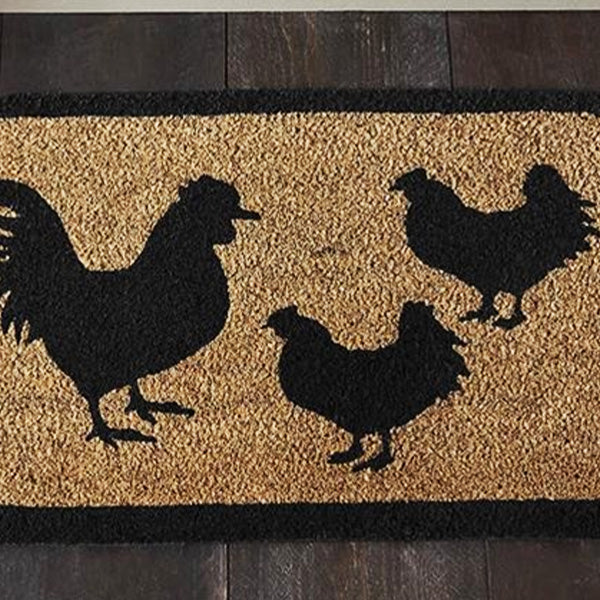 Down Home Rooster & Hens Coir Rug - Decor Steals