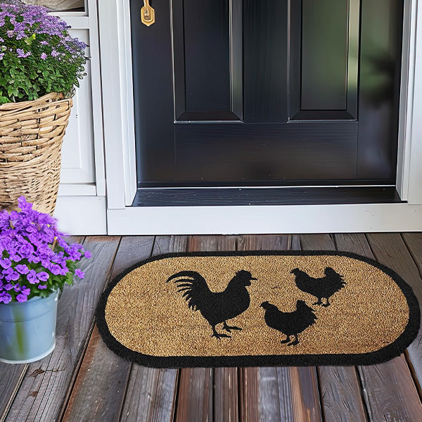 Down Home Rooster & Hens Coir Rug - Decor Steals