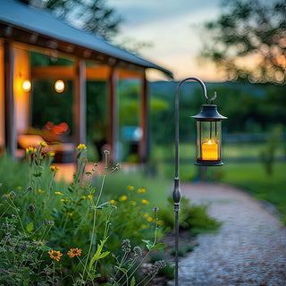 lantern in garden stake