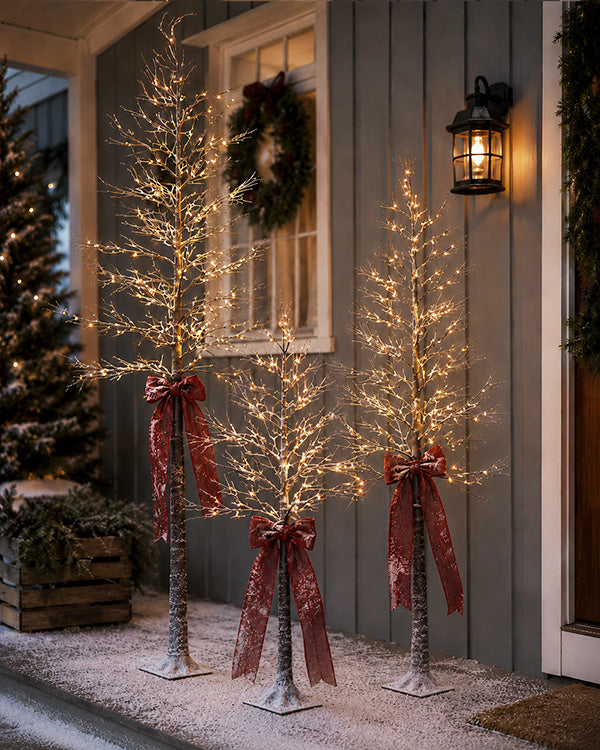 Glistening Outdoor LED Trees, Set of 3