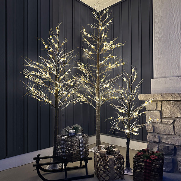 Glistening Outdoor LED Trees, Set of 3 - Decor Steals