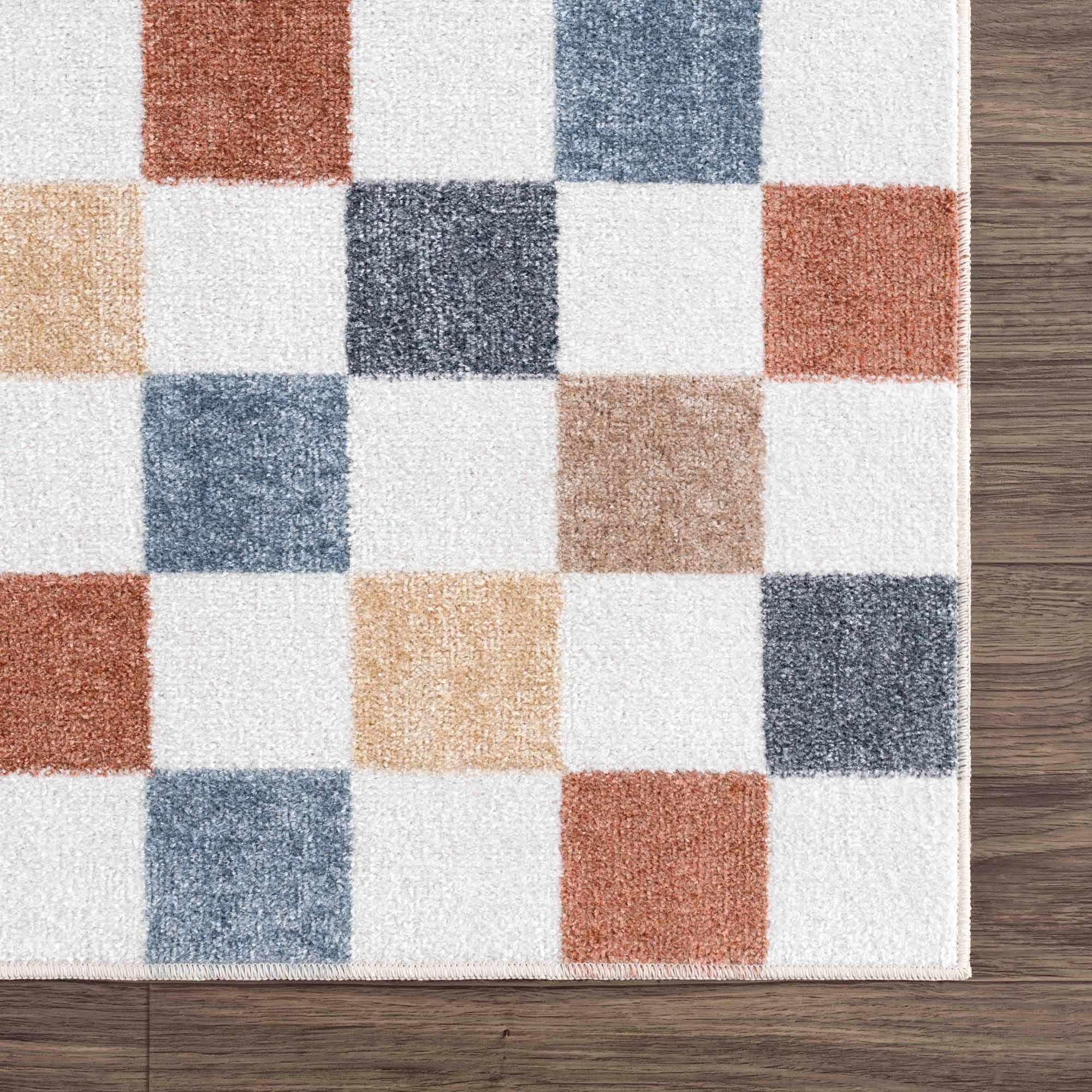 Checkered Multi Color Washable Area Rug - Decor Steals