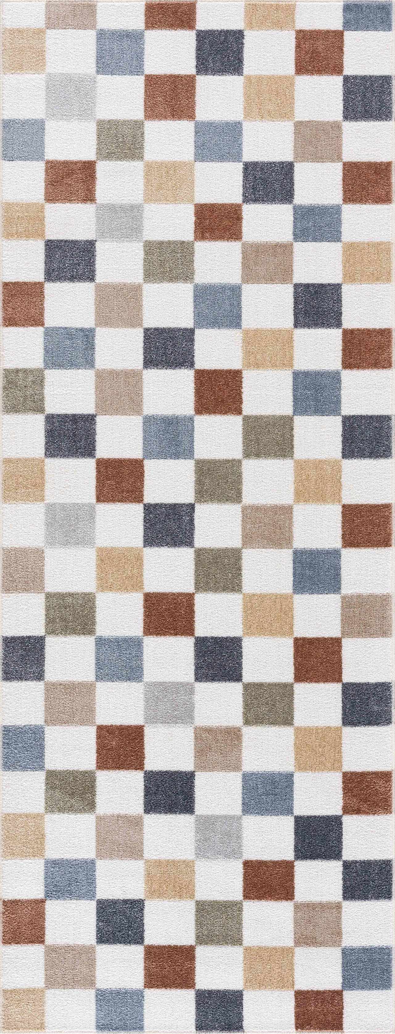 Checkered Multi Color Washable Area Rug - Decor Steals