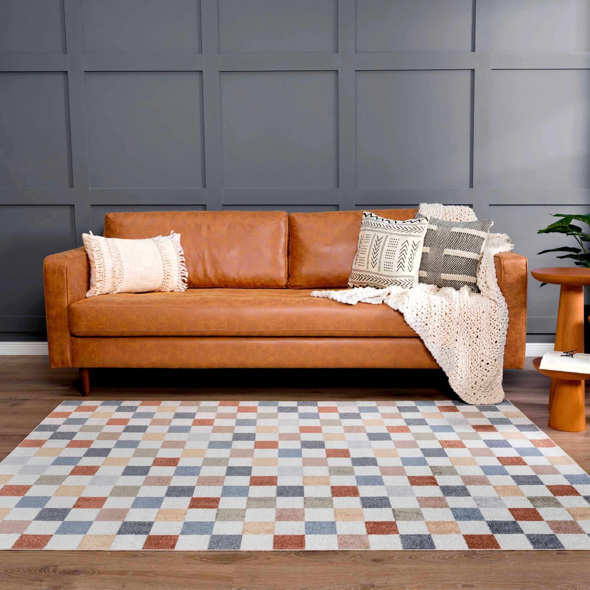 Checkered Multi Color Washable Area Rug - Decor Steals