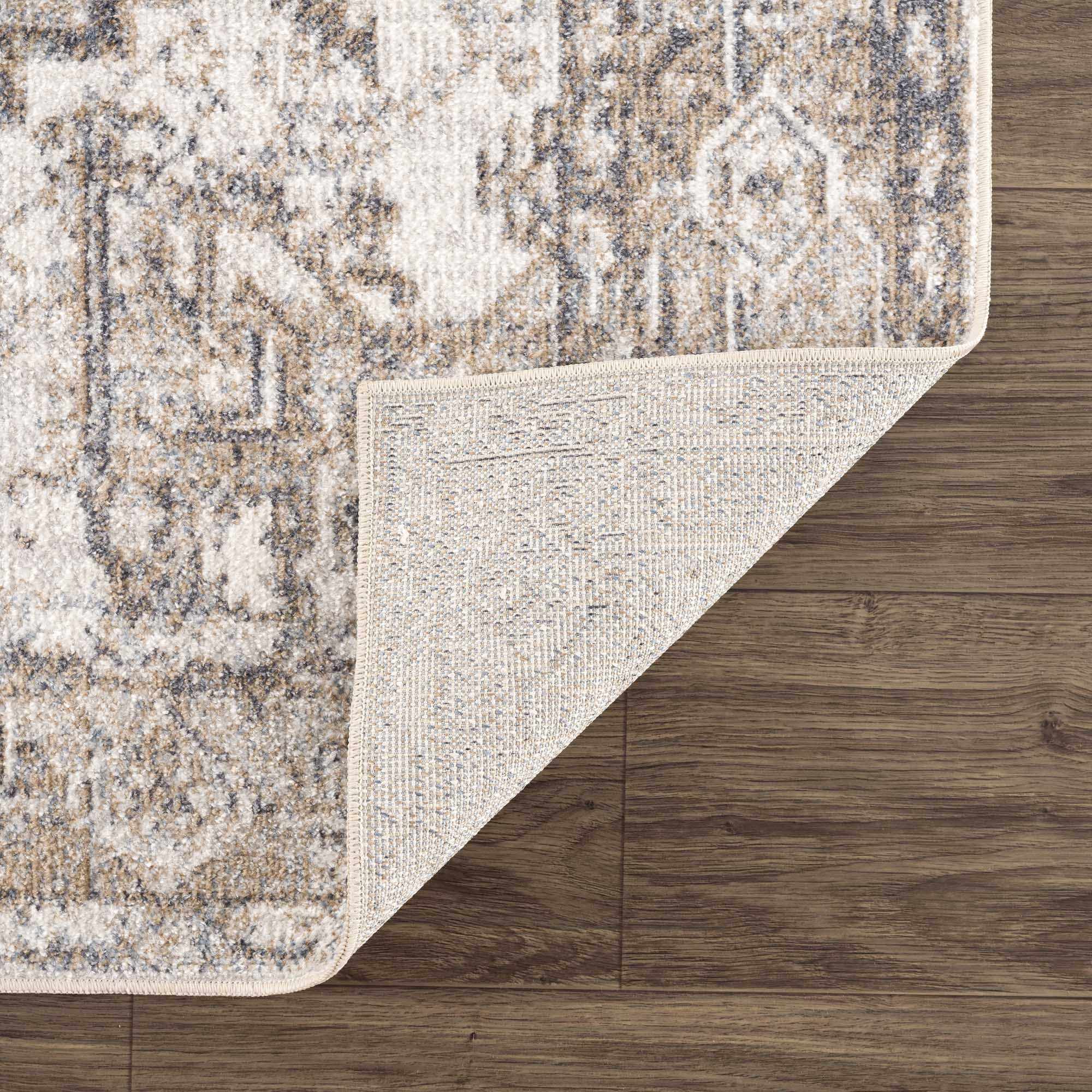 Rustic Brown & Cream Washable Area Rug - Decor Steals