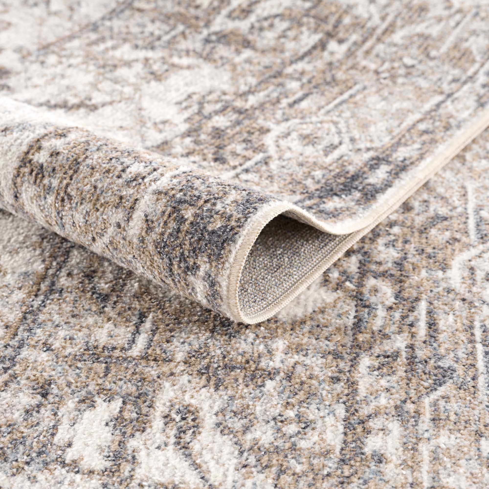 Rustic Brown & Cream Washable Area Rug - Decor Steals