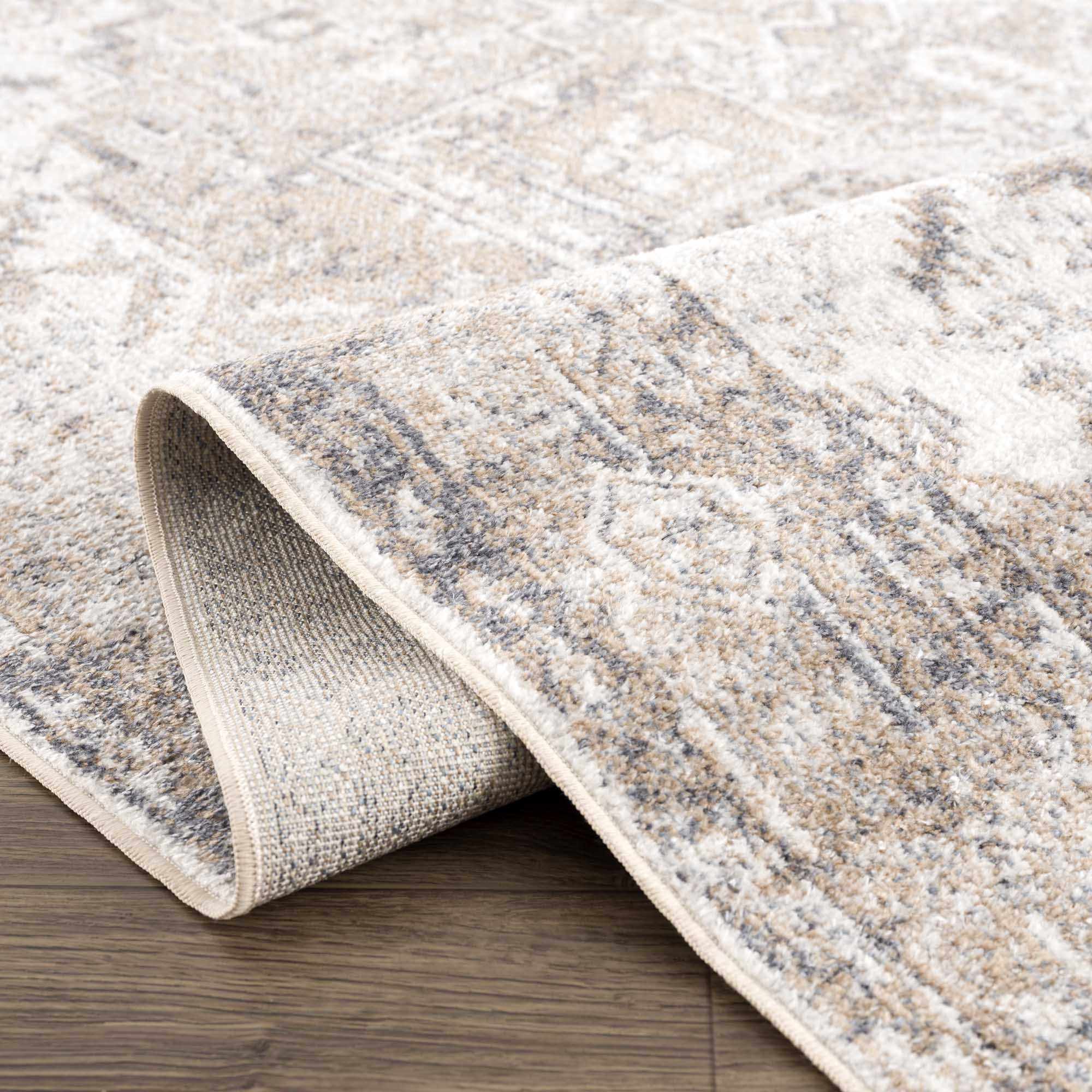 Rustic Brown & Cream Washable Area Rug - Decor Steals