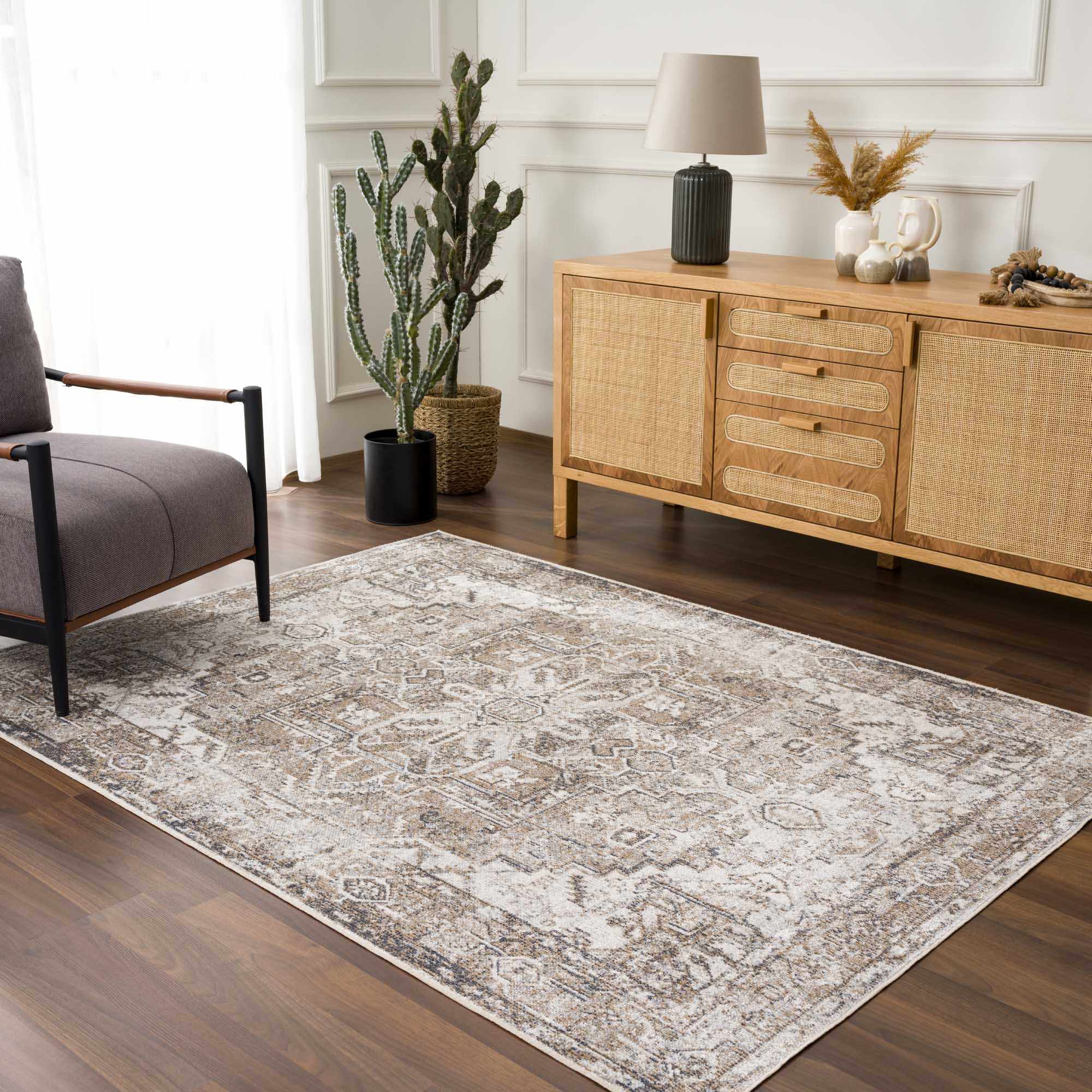 Rustic Washable Rugs Rustic Brown & Cream Washable Area Rug - Decor Steals