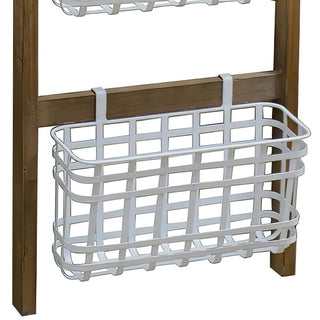 Five-Basket Leaning Wood Ladder Organizer