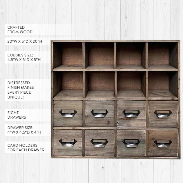 Library Cubbies Library Card Cubby Cabinet with Drawers - Decor Steals