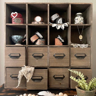 Library Card Cubby Cabinet with Drawers