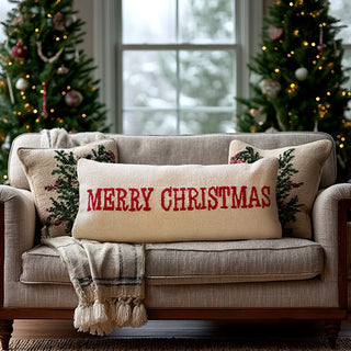 Merry Christmas Hand Hooked Pillow