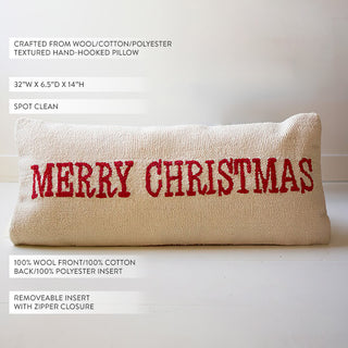 Merry Christmas Hand Hooked Pillow