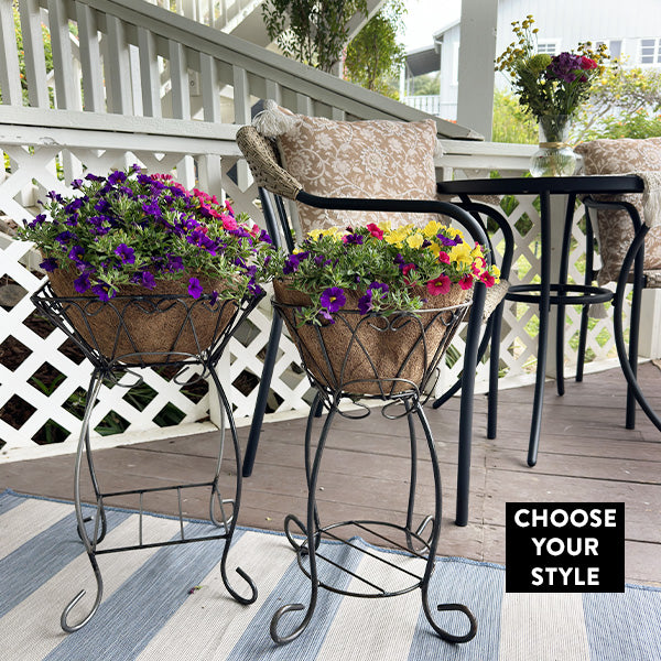 wrought iron plant pot holder metal-planter-stand