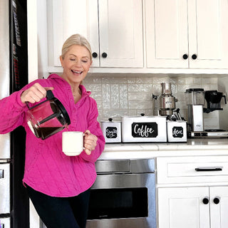 Farmhouse coffee sugar tea canisters kitchen counter decor