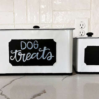 Farmhouse dog treats metal storage bin kitchen decor